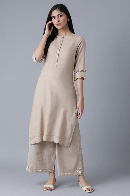 Blush Pink Embroidered kurta - wforwoman