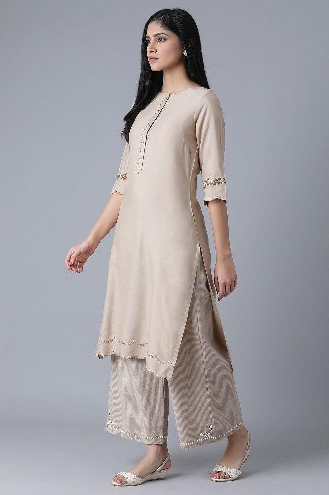 Blush Pink Embroidered kurta - wforwoman