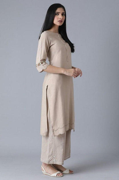 Blush Pink Embroidered kurta - wforwoman