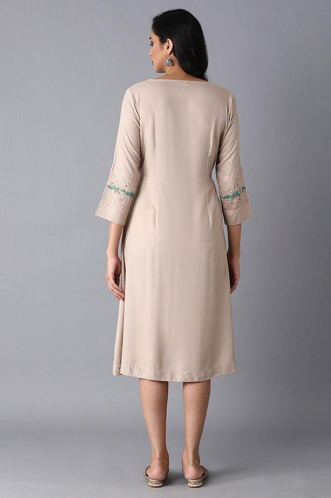 Light Pink Embroidered Dress - wforwoman