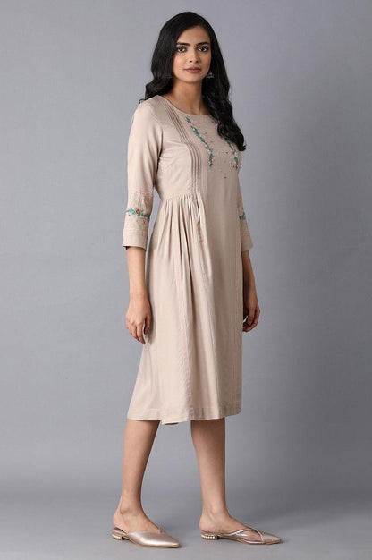 Light Pink Embroidered Dress - wforwoman