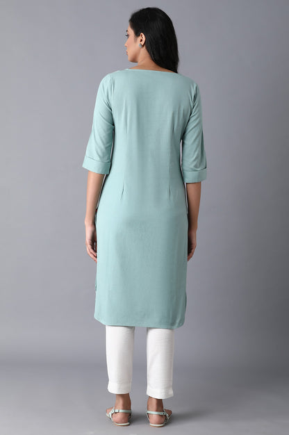 Light Blue Floral Grid Embroidered kurta