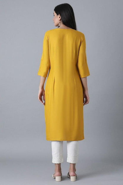 Ochre Yellow Straight kurta - wforwoman