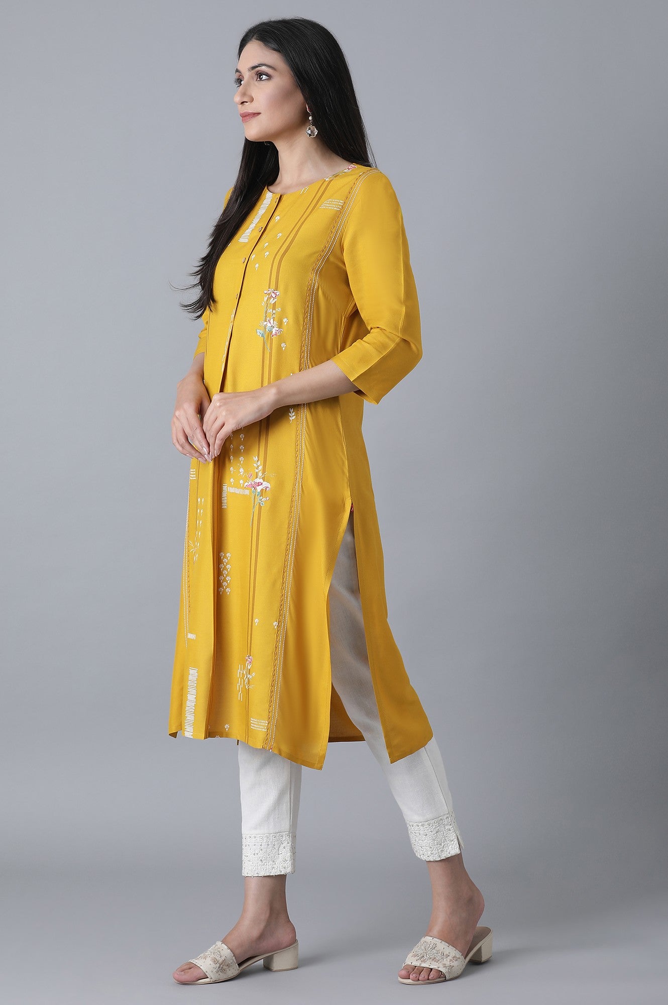 Ochre Yellow Straight kurta