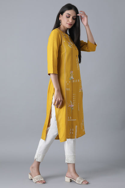 Ochre Yellow Straight kurta