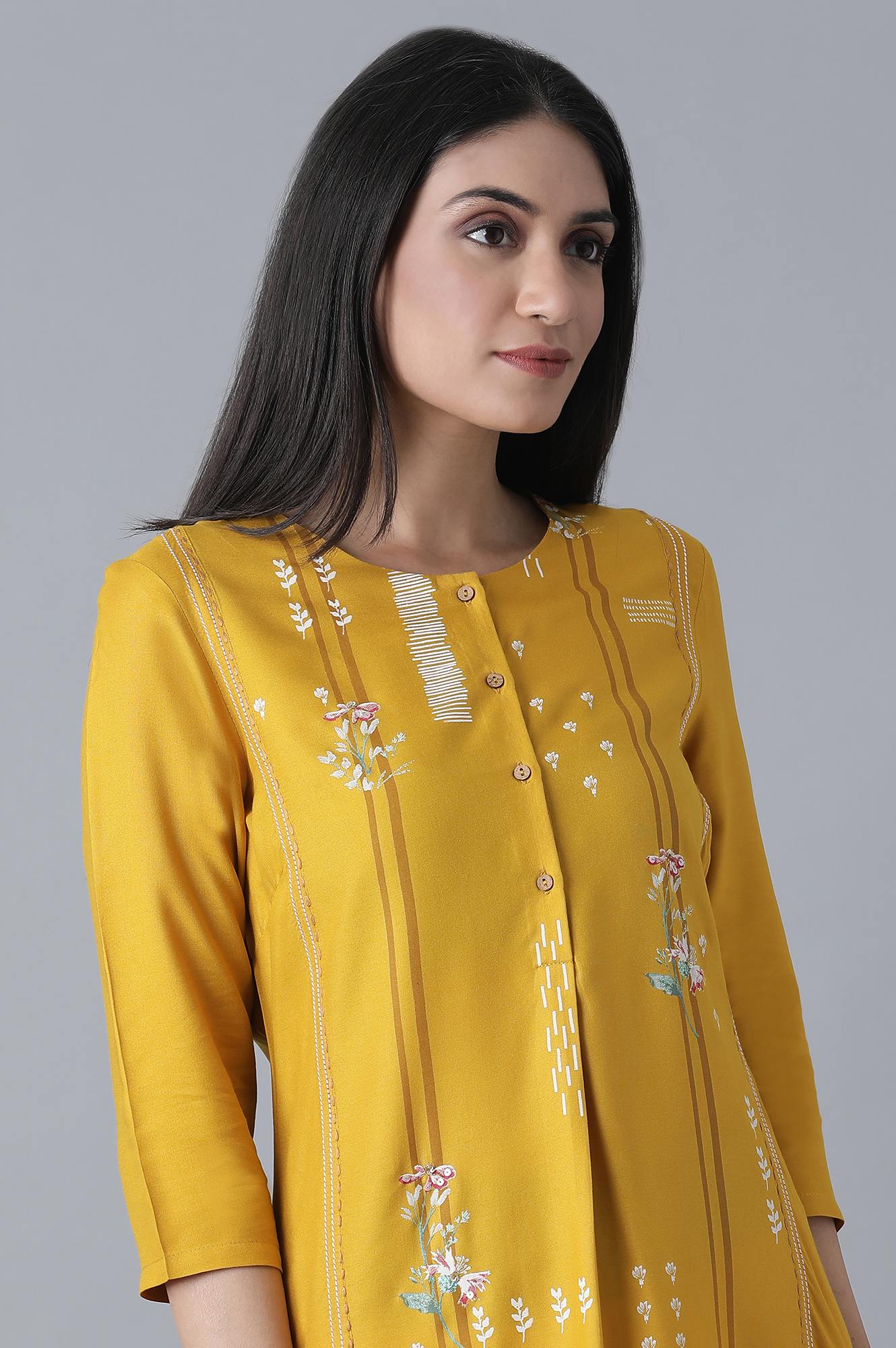 Ochre Yellow Straight kurta