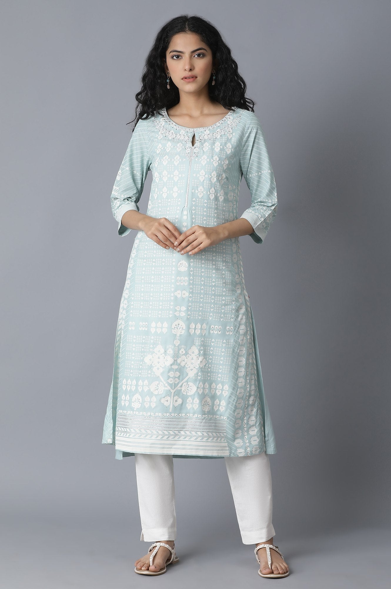 Sky Blue Khari Printed kurta