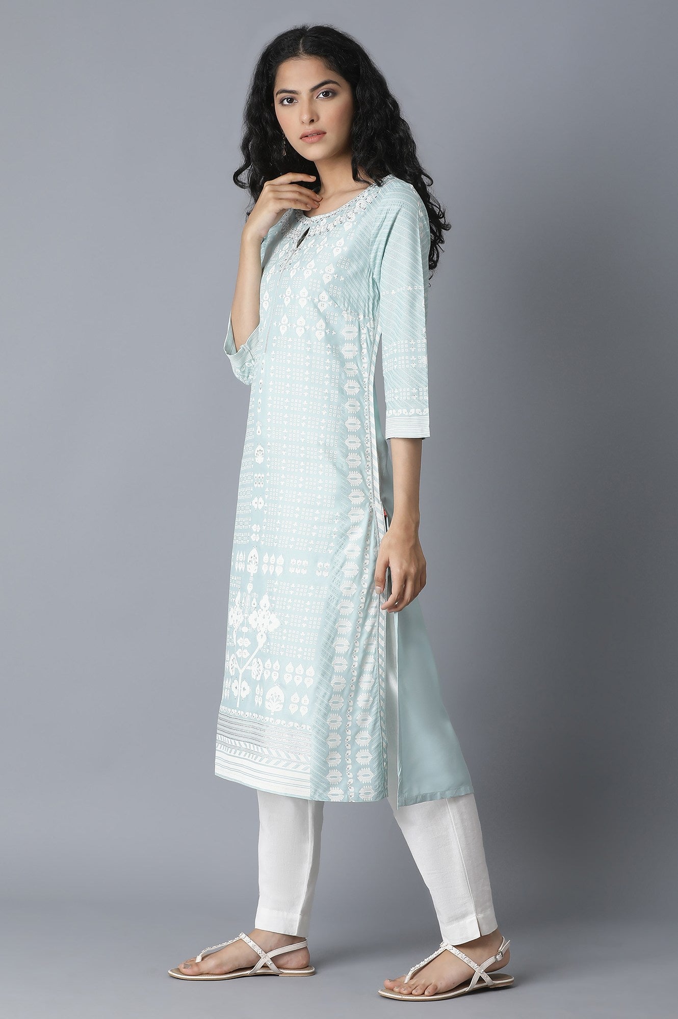 Sky Blue Khari Printed kurta