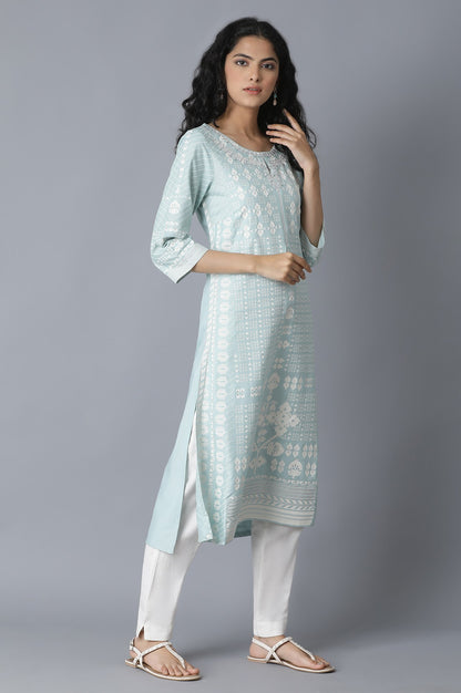 Sky Blue Khari Printed kurta