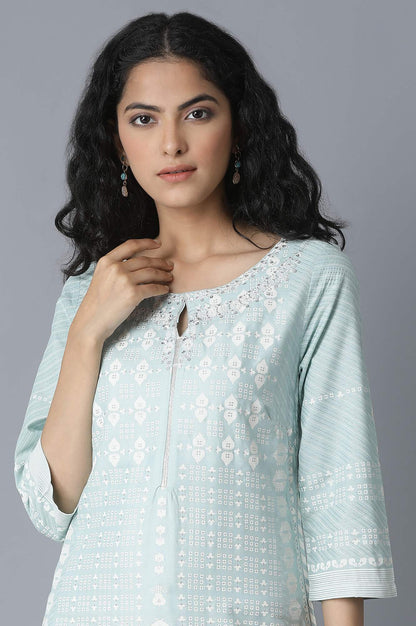 Sky Blue Khari Printed kurta