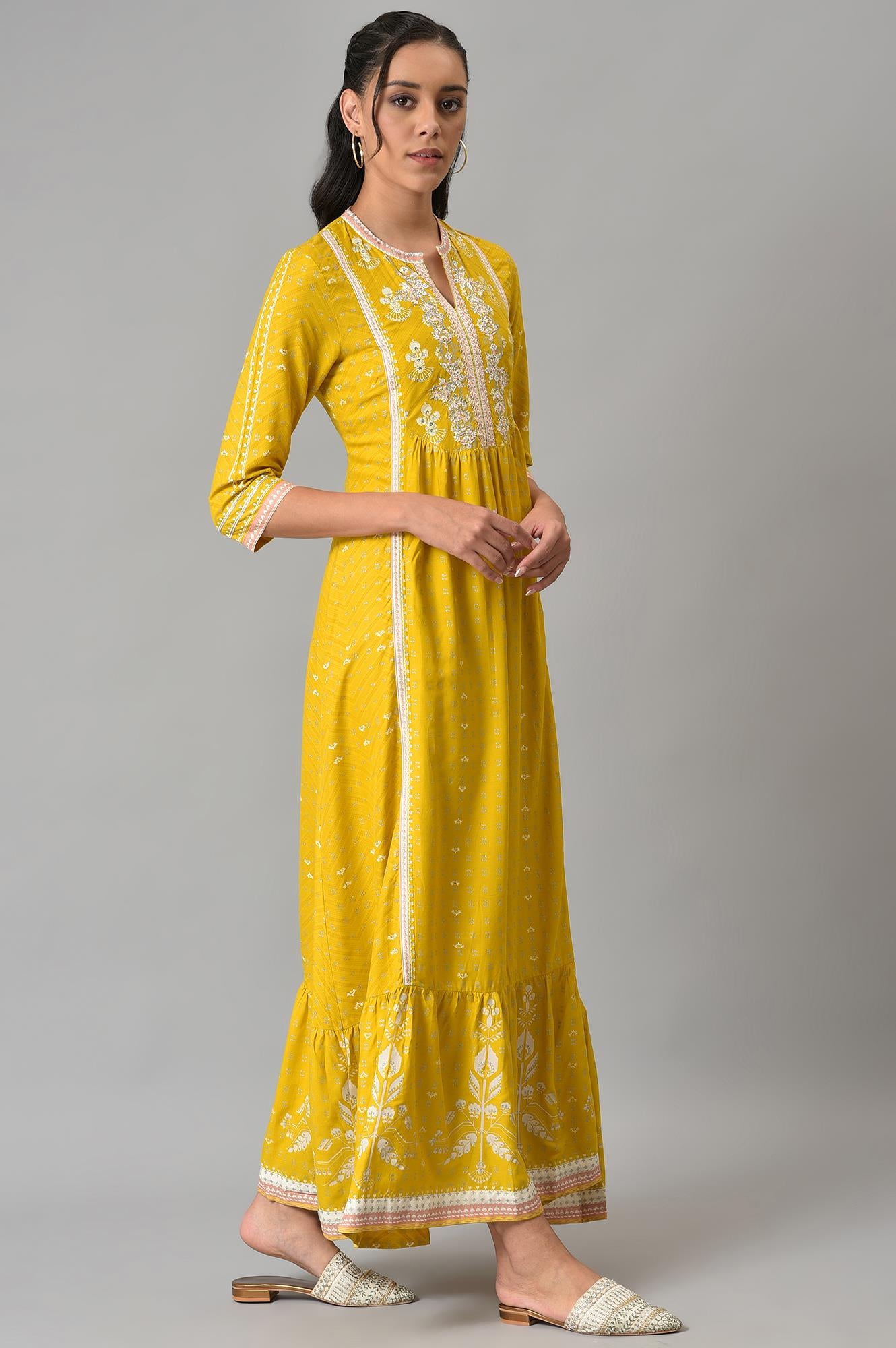 Yellow Gathered kurta