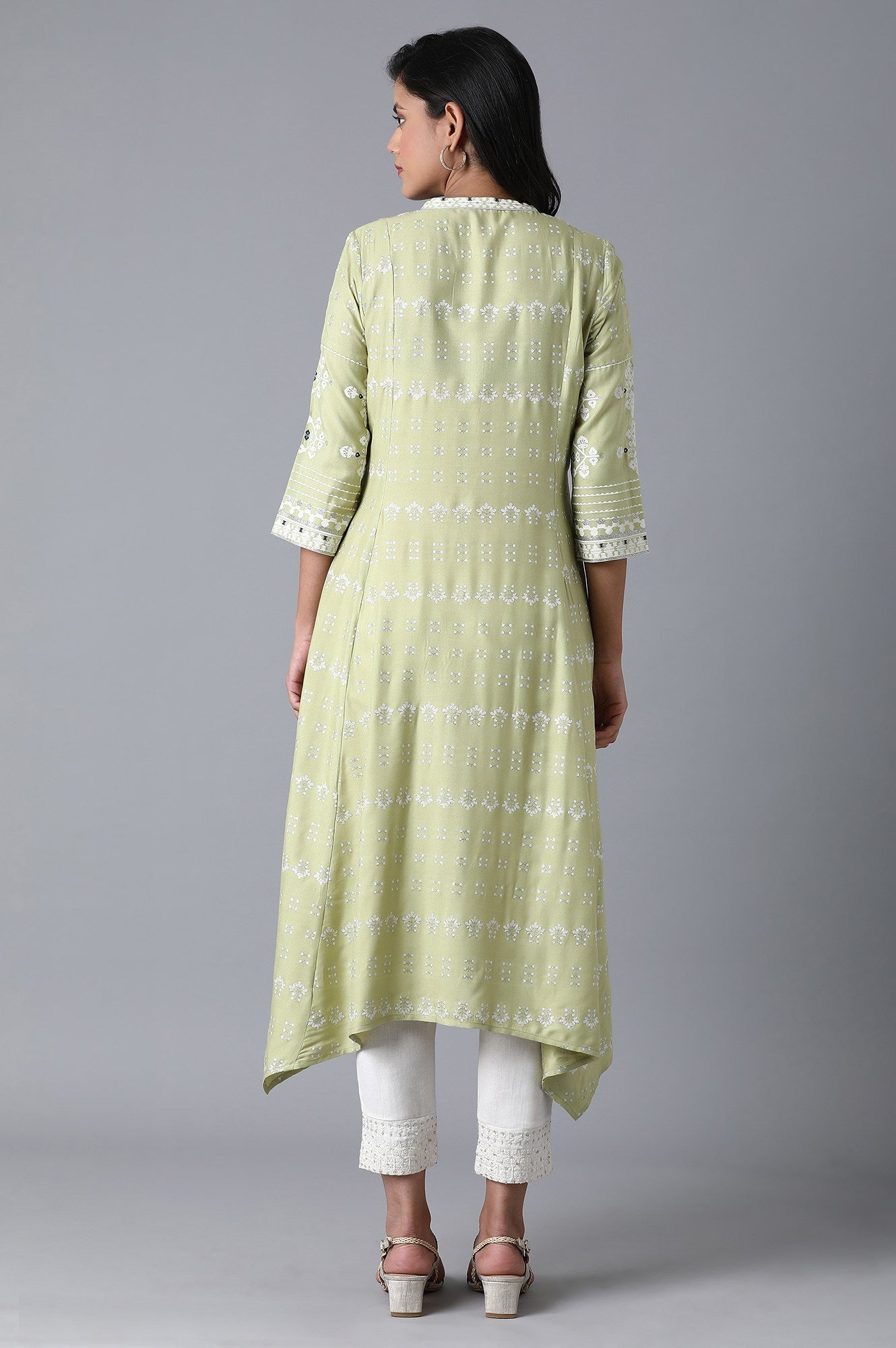 Green Asymmetric Flared kurta