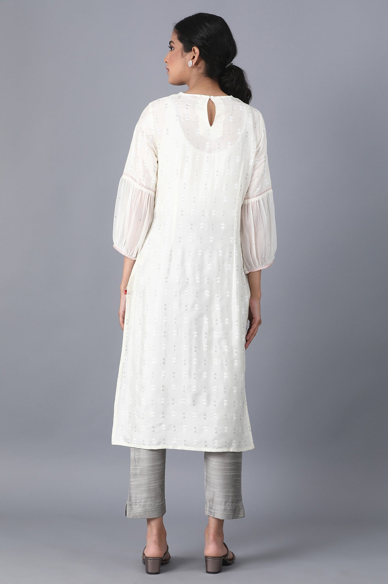 Ecru Shantung Straight kurta