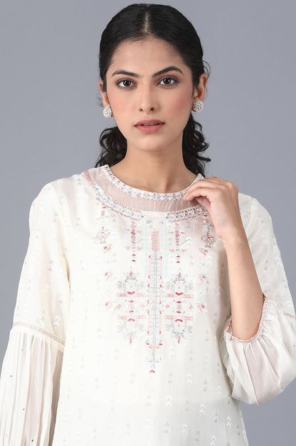 Ecru Shantung Straight kurta