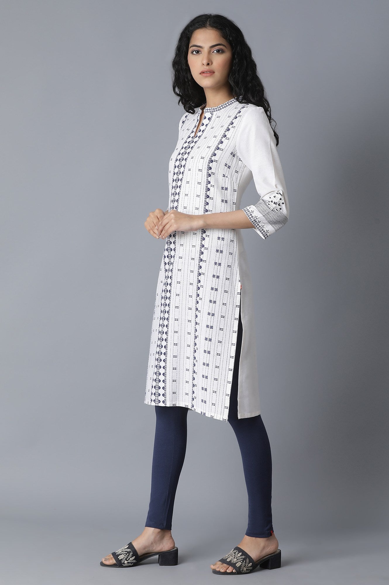 Ecru Printed Cambric kurta