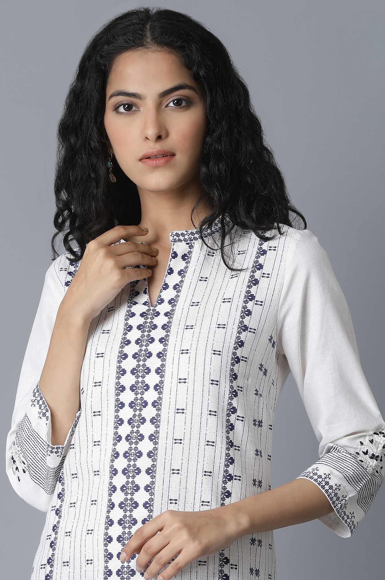 Ecru Printed Cambric kurta