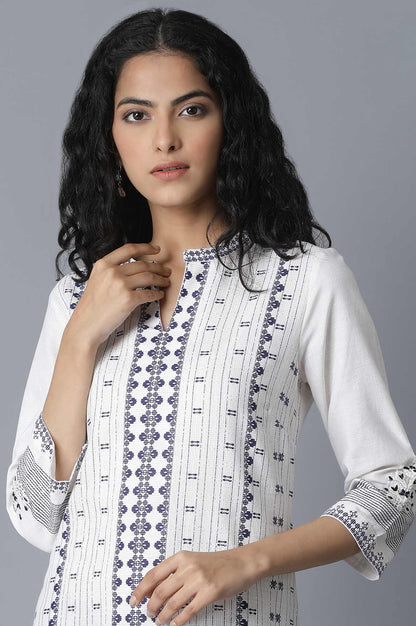 Ecru Printed Cambric kurta