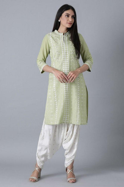 Green Printed Cambric kurta - wforwoman