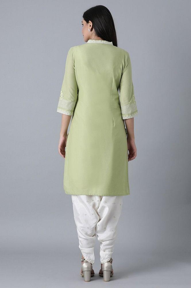 Green Printed Cambric kurta - wforwoman