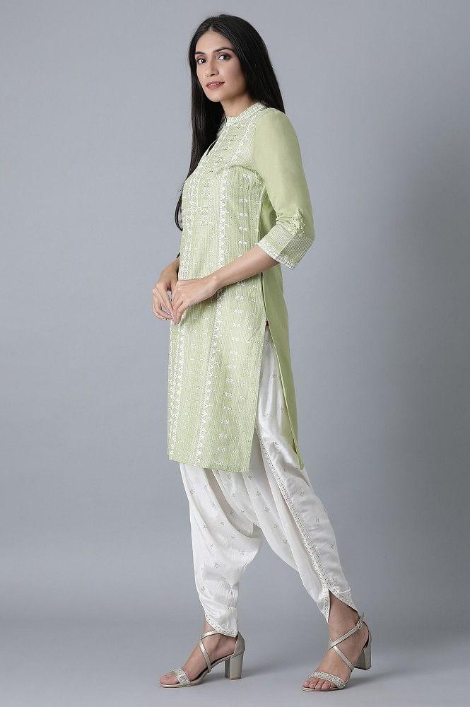 Green Printed Cambric kurta - wforwoman