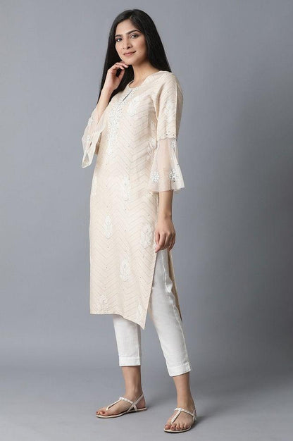 Beige Printed kurta - wforwoman