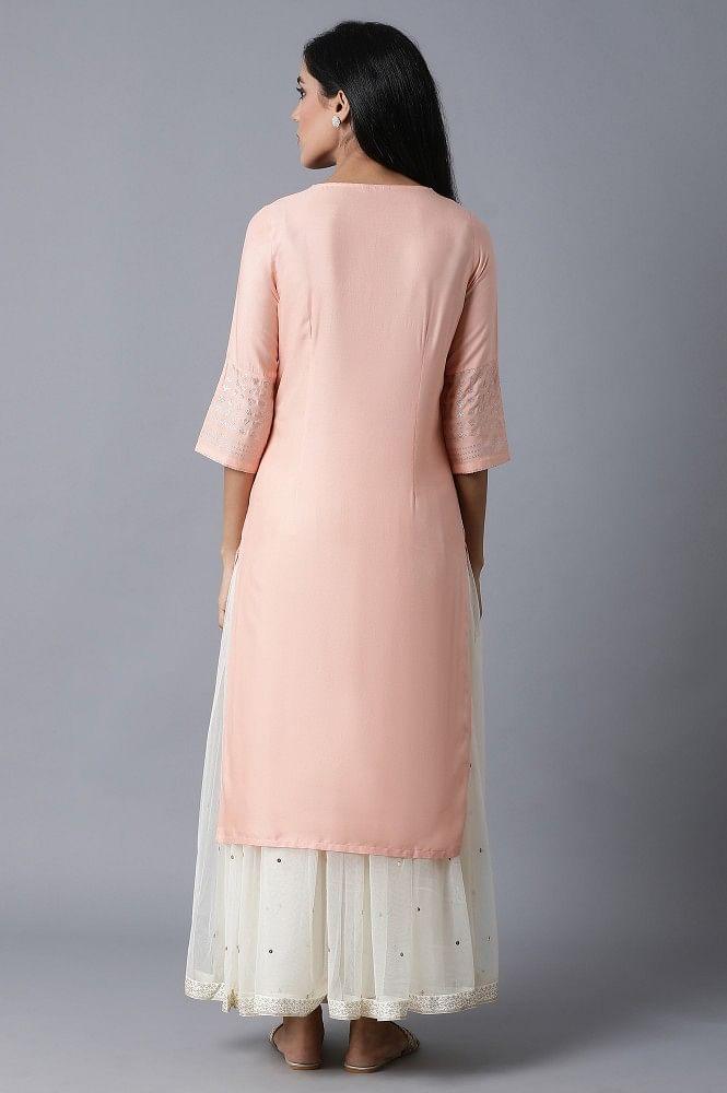 Peach Straight kurta - wforwoman