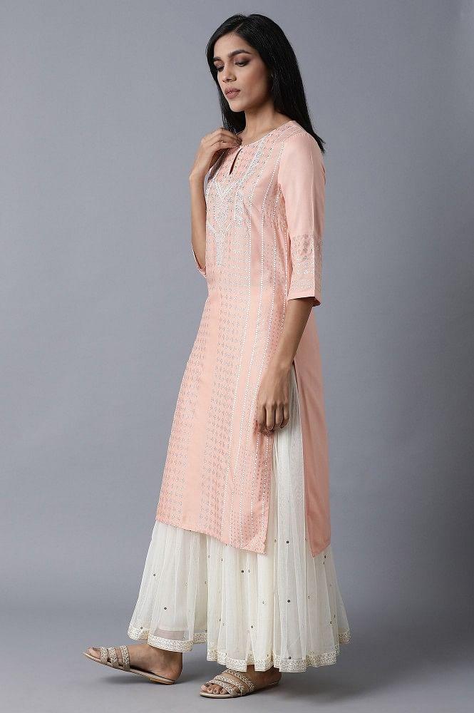 Peach Straight kurta - wforwoman