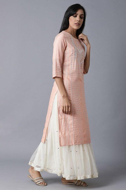 Peach Straight kurta - wforwoman