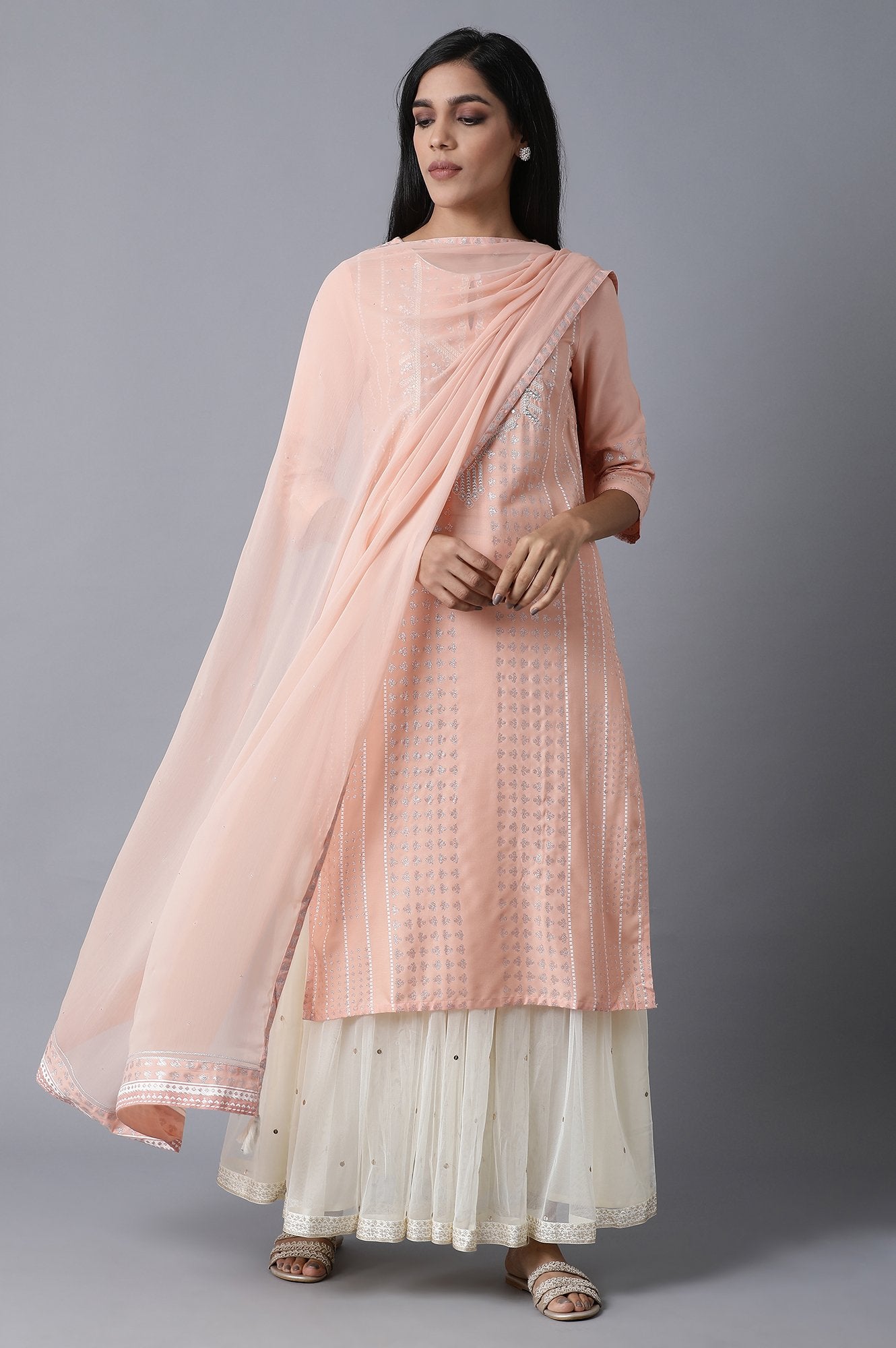 Peach Straight kurta