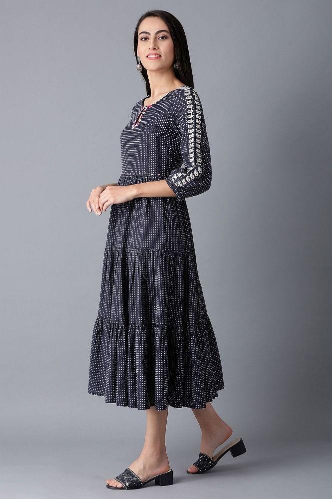 Blue Denim Tiered Dress - wforwoman