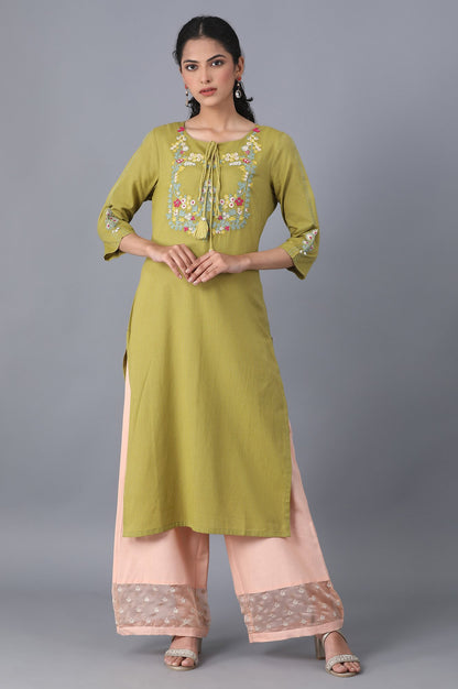 Pear Green Embroidered kurta