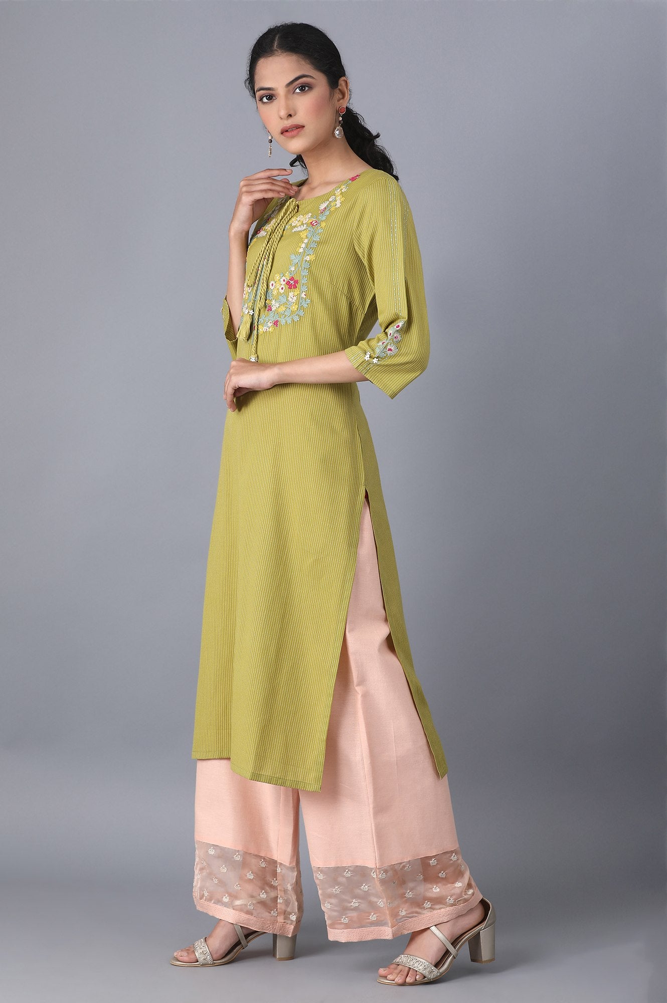 Pear Green Embroidered kurta