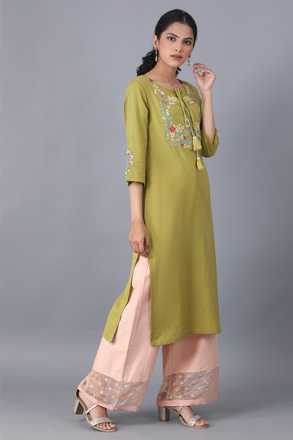 Pear Green Embroidered kurta