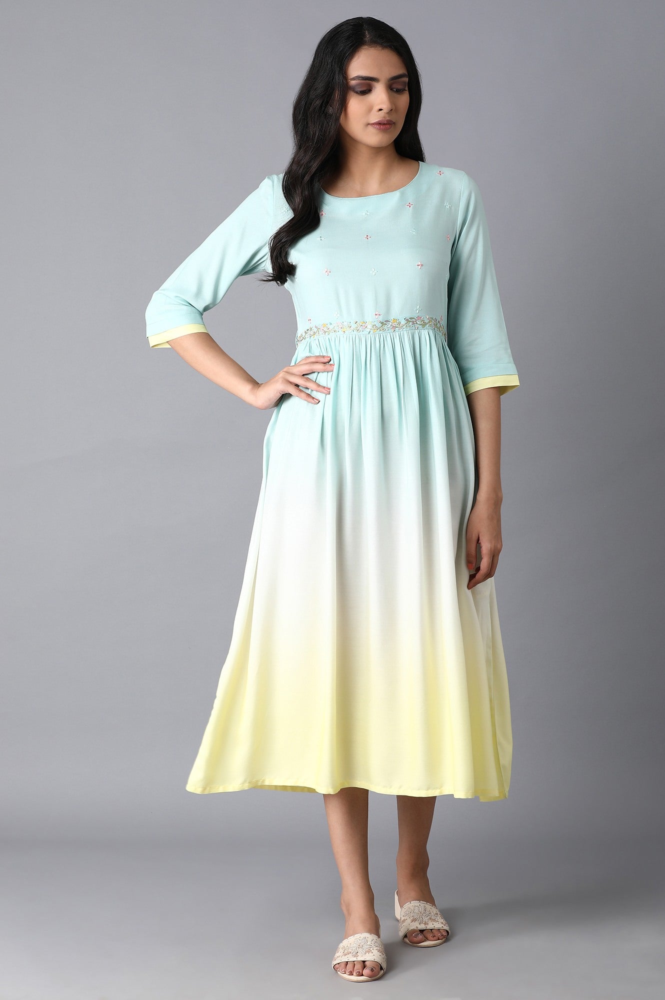 Blue To Yellow Ombre Dress