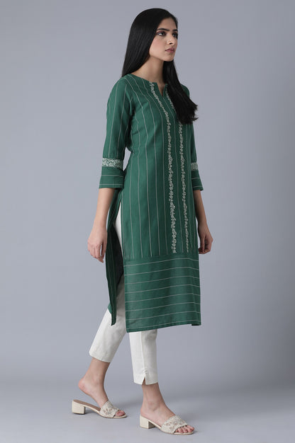 ELM Green Striped kurta