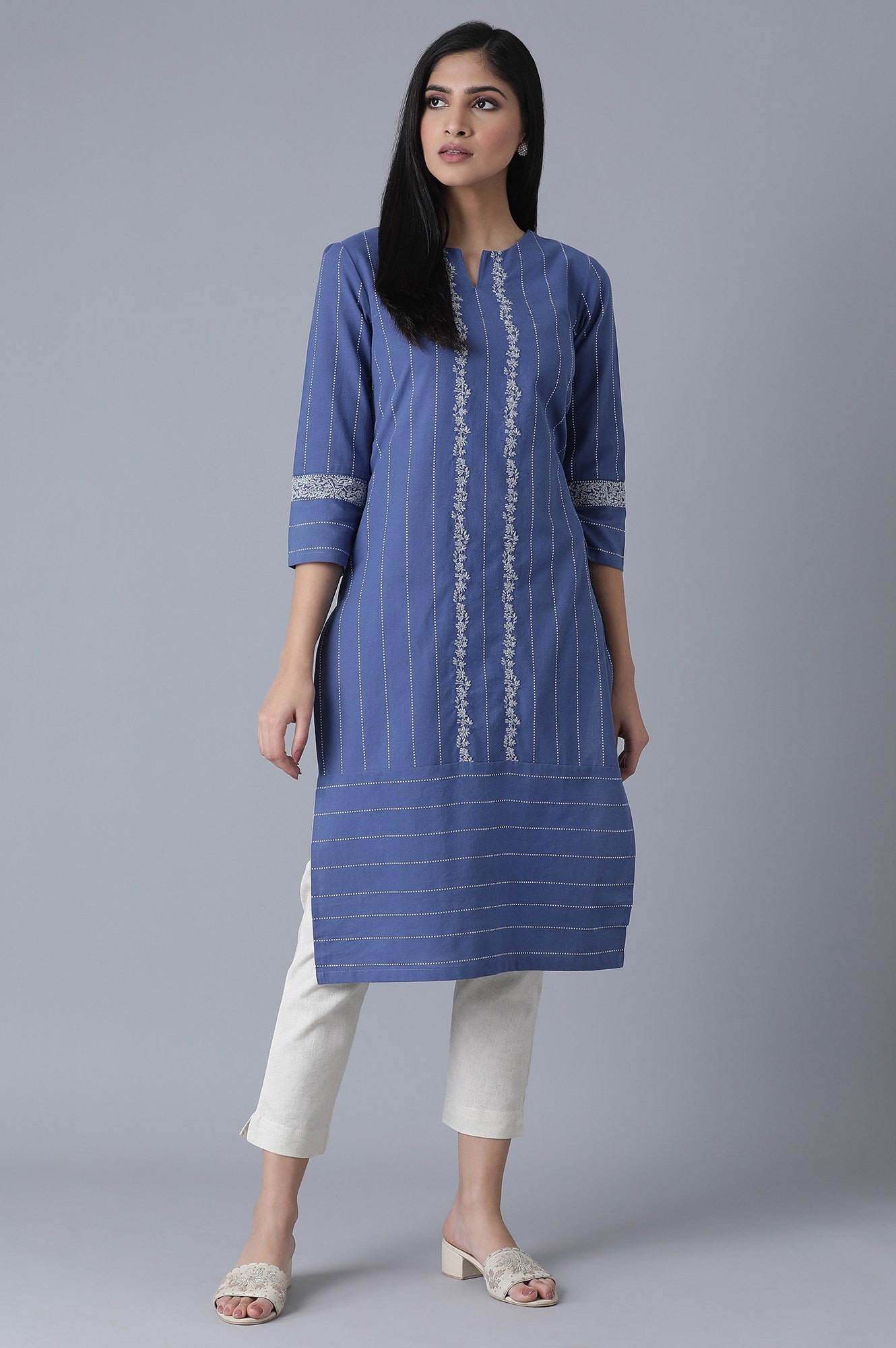 Cobalt Blue Striped kurta