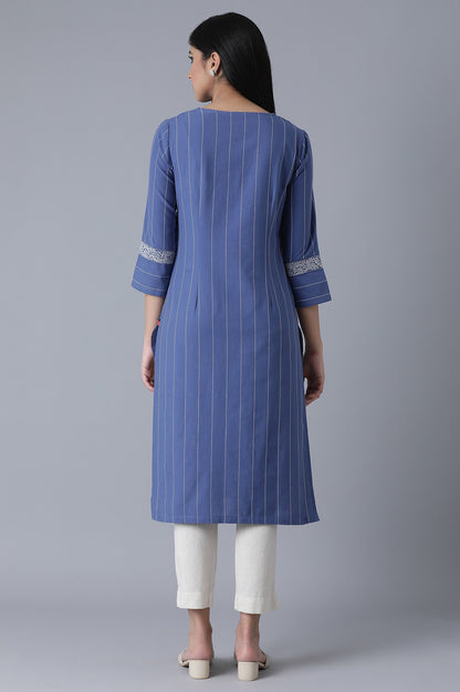 Cobalt Blue Striped kurta