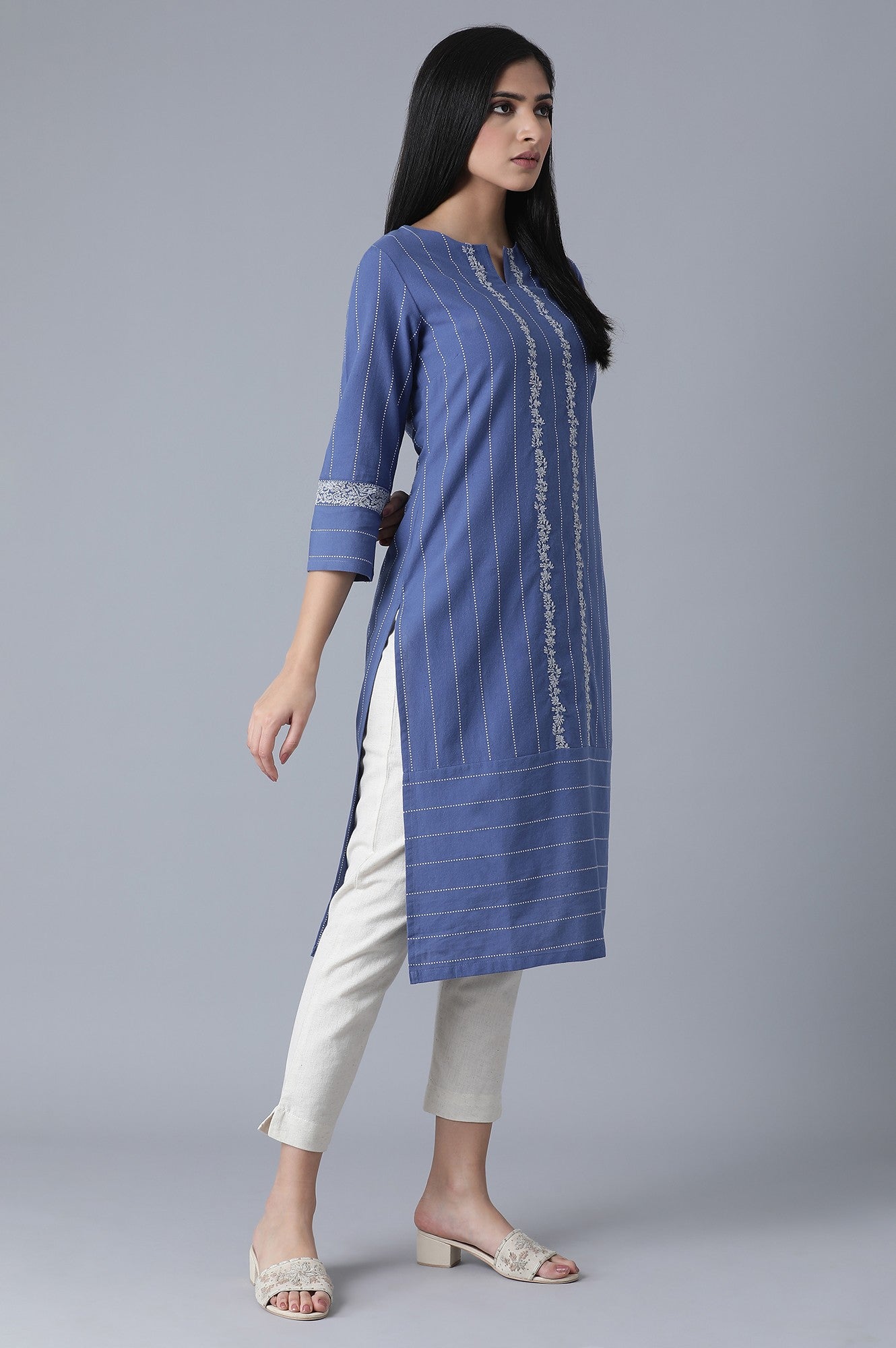 Cobalt Blue Striped kurta