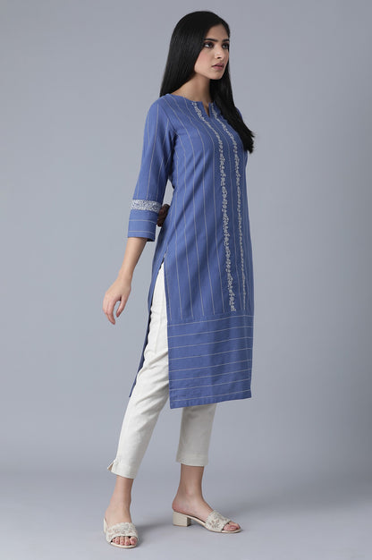 Cobalt Blue Striped kurta