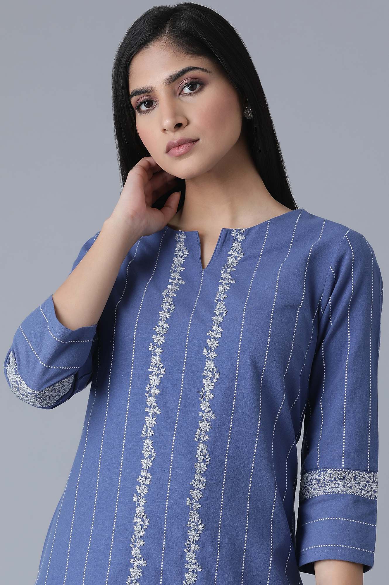 Cobalt Blue Striped kurta