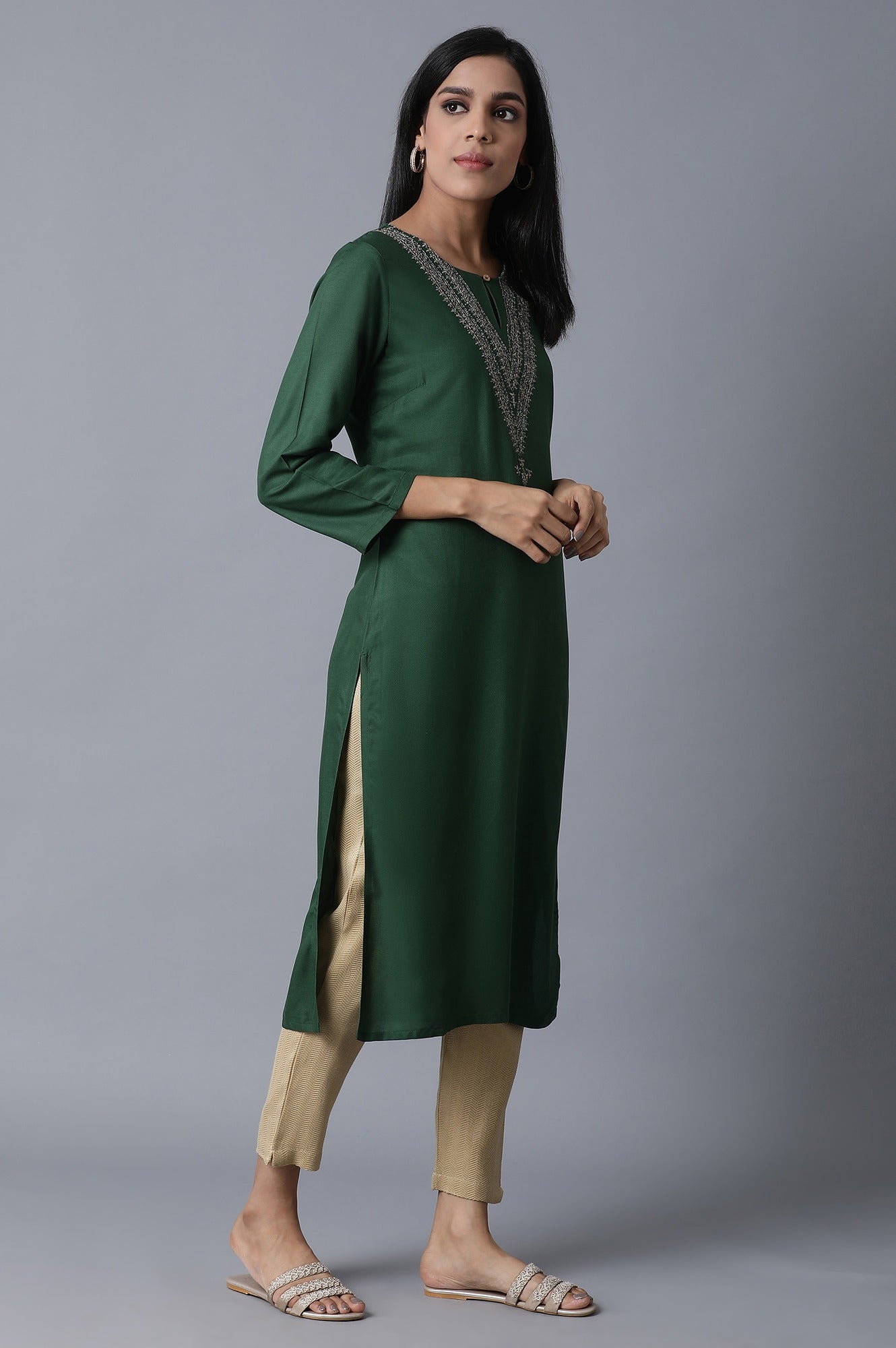 ELM Green Straight kurta