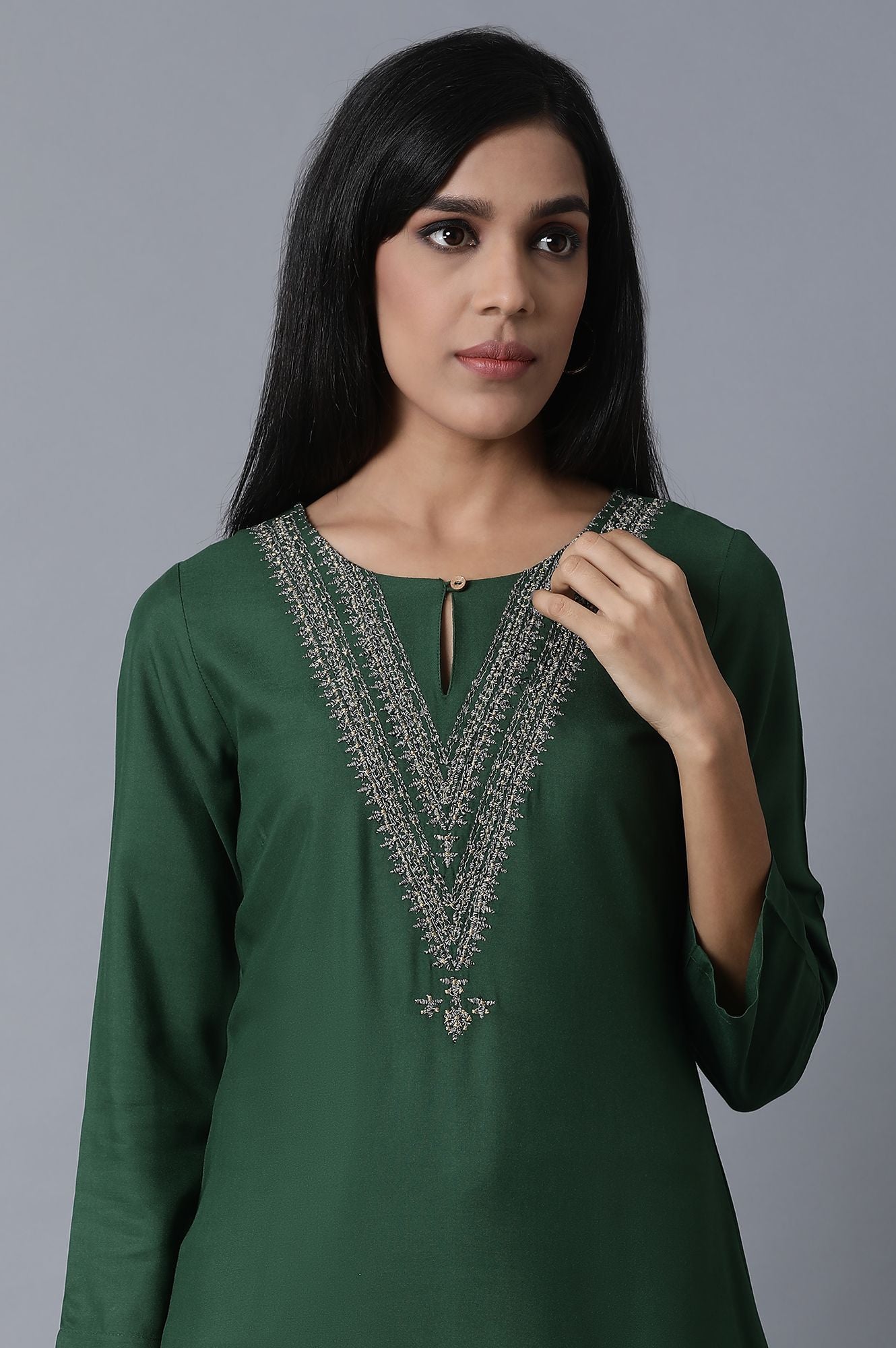 ELM Green Straight kurta