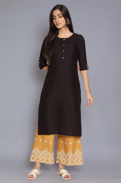 Black Round Neck Solid kurta