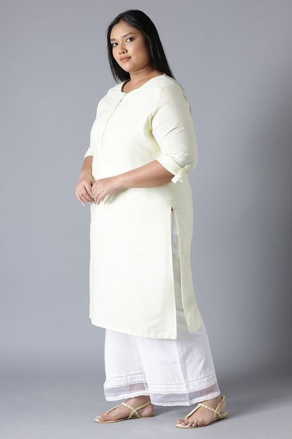 Yellow Round Neck Solid kurta