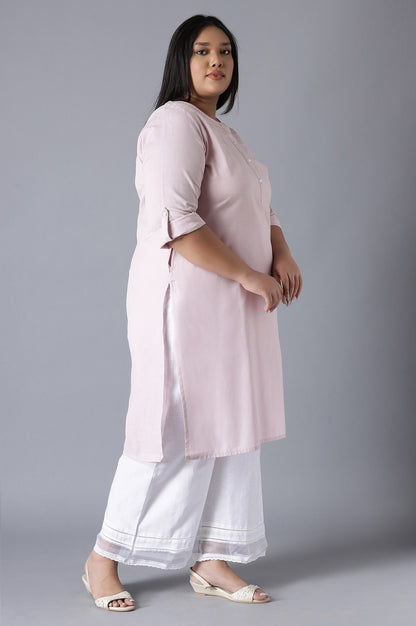 Purple Round Neck Solid kurta