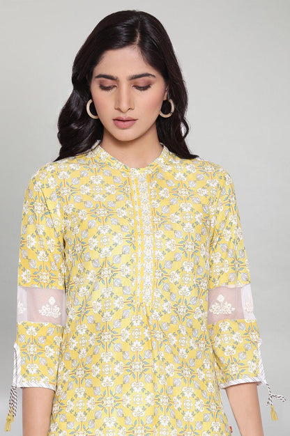 Misted Yellow kurta with Embroidery - wforwoman