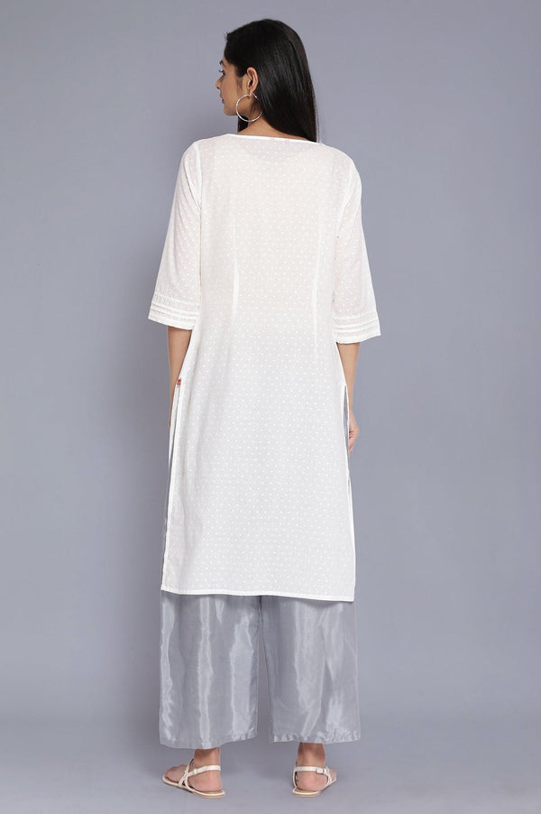 Ecru All-Over Print Flared kurta