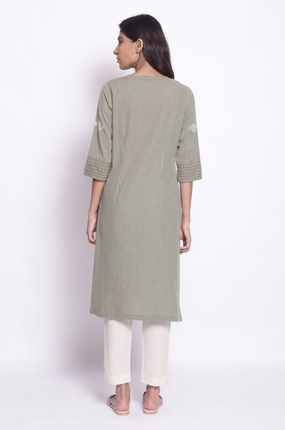 Green Stripe Print kurta