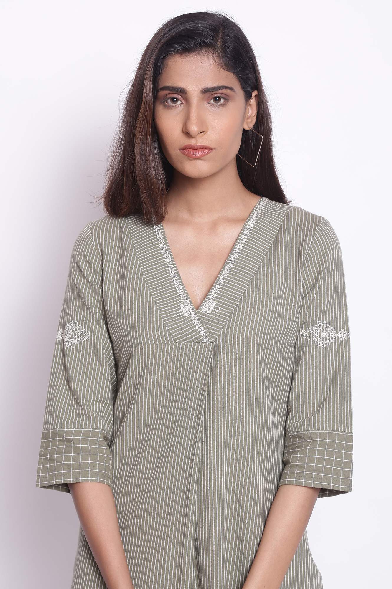 Green Stripe Print kurta