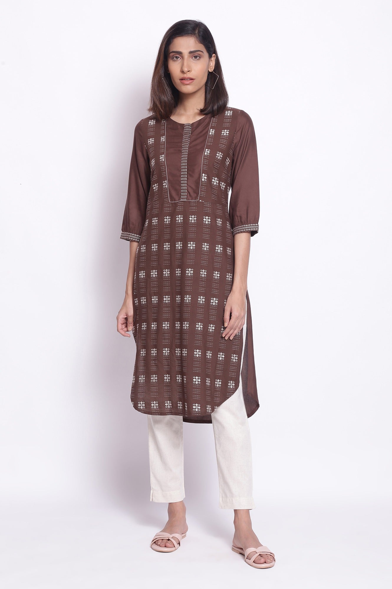 Maroon Straight Dobby kurta